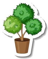 Bush tree in pot in cartoon style vector