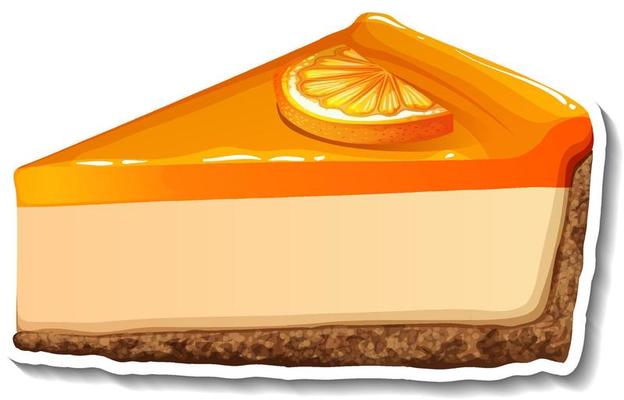 A piece of orange cheesecake in cartoon style