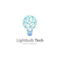 lightbulb tech logo design template vector