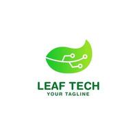 leaf tech logo design template vector