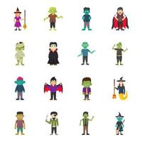 personajes de halloween de moda vector