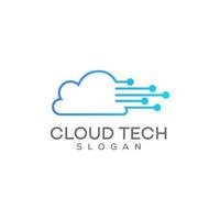 cloud tech logo design template vector