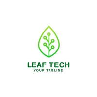 leaf tech logo design template vector