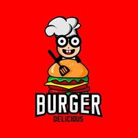 niño de hamburguesa logo vector