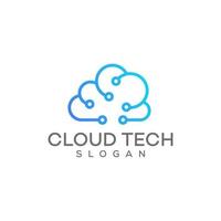 cloud tech logo design template vector