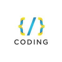 coding logo design template vector