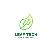 leaf tech logo design template vector