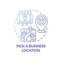 Pick business location gradient concept concept icon. Marking on map for clients. Making business visible abstract idea thin line illustration. Vector isolated outline color drawing