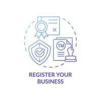 Register your business gradient concept concept icon. Startup launch. Official documents to start entrepreneurship abstract idea thin line illustration. Vector isolated outline color drawing