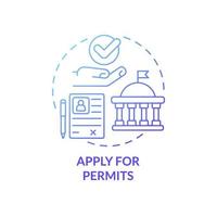 Apply for permits gradient concept concept icon. Small business launching. Registration of startup and product abstract idea thin line illustration. Vector isolated outline color drawing