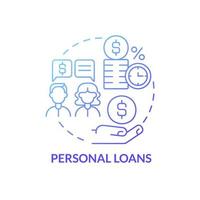 Personal loans gradient concept concept icon. Startup launch boosting. Small business development financial support abstract idea thin line illustration. Vector isolated outline color drawing