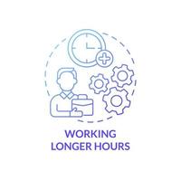 Working longer hours gradient concept concept icon. Startup launch success. Small business development method abstract idea thin line illustration. Vector isolated outline color drawing