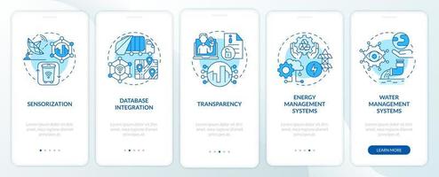 Digitalization of city infrastructure onboarding mobile app page screen. Technology walkthrough 5 steps graphic instructions with concepts. UI, UX, GUI vector template with linear color illustrations