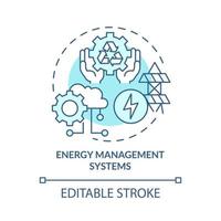 icono de concepto azul de gestión de energía. automatización de la recopilación de datos de medición de energía. servicios urbanos idea abstracta ilustración de línea fina. dibujo de color de contorno aislado vectorial. trazo editable vector