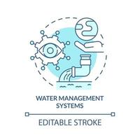 Water management system blue concept icon. Control of water resources movement. Urban service database abstract idea thin line illustration. Vector isolated outline color drawing. Editable stroke