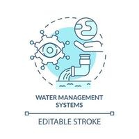 Water management system blue concept icon. Control of water resources movement. Urban service database abstract idea thin line illustration. Vector isolated outline color drawing. Editable stroke