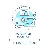 Automated logistics blue concept icon. Technology of fast orders delivery. Shipping service for customers abstract idea thin line illustration. Vector isolated outline color drawing. Editable stroke