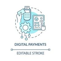 Digital payments blue concept icon. Safe online banking system. Internet shopping and payment abstract idea thin line illustration. Vector isolated outline color drawing. Editable stroke