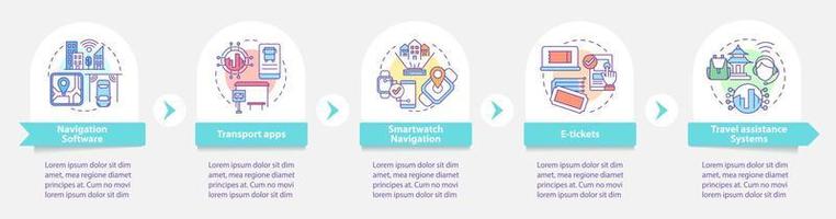 plantilla de infografía de vector de servicio digital de transporte. elementos de diseño del esquema de presentación del vehículo. visualización de datos con 5 pasos. gráfico de información de la línea de tiempo del proceso. diseño de flujo de trabajo con iconos de línea