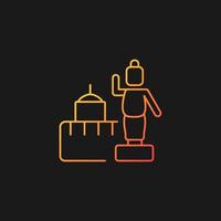 Lumbini gradient vector icon for dark theme. Buddhist pilgrimage place. Tourist destination. Buddha birthplace in Nepal. Thin line color symbol. Modern style pictogram. Vector isolated outline drawing