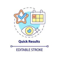 Quick results concept icon. Most effective procedure. Most obvious benefits of laser eye surgery abstract idea thin line illustration. Vector isolated outline color drawing. Editable stroke