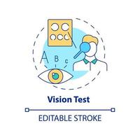 Vision test concept icon. Patient vision examination. Important medical tests before eye surgery abstract idea thin line illustration. Vector isolated outline color drawing. Editable stroke