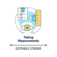 Taking measurements concept icon. Medical tests and preparation. Eye measurements before lasik surgery abstract idea thin line illustration. Vector isolated outline color drawing. Editable stroke