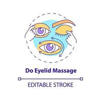 Do eyelid massage concept icon. Implementing recommendations by doctors before lasik eye surgery abstract idea thin line illustration. Vector isolated outline color drawing. Editable stroke