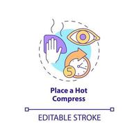 Place a hot compress concept icon. Implementing recommendations by doctors. Cleansing around eyes abstract idea thin line illustration. Vector isolated outline color drawing. Editable stroke