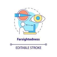 Farsightedness concept icon. Common vision condition. Problems to treat with the laser surgery abstract idea thin line illustration. Vector isolated outline color drawing. Editable stroke