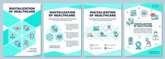 digitalización de la plantilla de folleto de salud. tecnología Medica. folleto, folleto, impresión de folletos, diseño de portada con iconos lineales. diseños vectoriales para presentaciones, informes anuales, páginas publicitarias vector