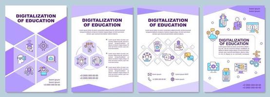 digitalización de la plantilla de folleto de educación. aprender en línea. folleto, folleto, impresión de folletos, diseño de portada con iconos lineales. diseños vectoriales para presentaciones, informes anuales, páginas publicitarias vector