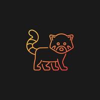 Red panda gradient vector icon for dark theme. Wildlife protection in Nepal. Endangered species. Lesser panda. Thin line color symbol. Modern style pictogram. Vector isolated outline drawing