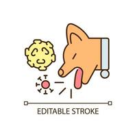 Kennel cough RGB color icon. Dogs infectious bronchitis. Pet respiratory system affecting disease. Virus caused illness. Isolated vector illustration. Simple filled line drawing. Editable stroke