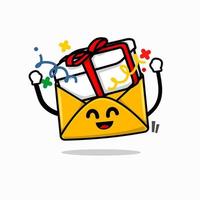 concepto de información de correo electrónico de regalo. Ilustración de vector de cara de dibujos animados lindo correo aislado