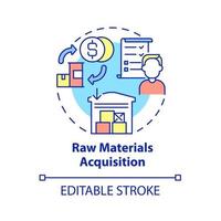 Raw materials acquisition concept icon. Procurement for business. Purchasing goods. Operations managment abstract idea thin line illustration. Vector isolated outline color drawing. Editable stroke