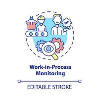 Work in process monitoring concept icon. Controlling efficiency of production. Operations managment abstract idea thin line illustration. Vector isolated outline color drawing. Editable stroke