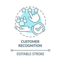 Customer recognition blue concept icon. Client positive review. Consumer experience. Brand planning abstract idea thin line illustration. Vector isolated outline color drawing. Editable stroke