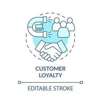 Customer loyalty blue concept icon. Client retention. Consumer satisfaction and trust. Brand planning abstract idea thin line illustration. Vector isolated outline color drawing. Editable stroke