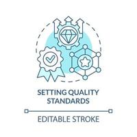 Setting quality standarts blue concept icon. Performance control. Service guarantee. Brand planning abstract idea thin line illustration. Vector isolated outline color drawing. Editable stroke