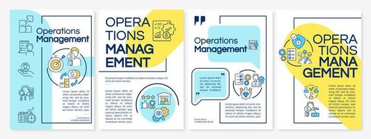 Operations management color brochure template. Monitoring production. Flyer, booklet, leaflet print, cover design with linear icons. Vector layout for presentation, annual reports, advertisement pages