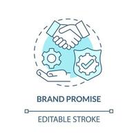 Brand promise blue concept icon. Customer satisfaction. Positive experience for clients. Brand planning abstract idea thin line illustration. Vector isolated outline color drawing. Editable stroke