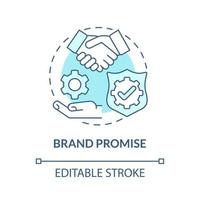 Brand promise blue concept icon. Customer satisfaction. Positive experience for clients. Brand planning abstract idea thin line illustration. Vector isolated outline color drawing. Editable stroke