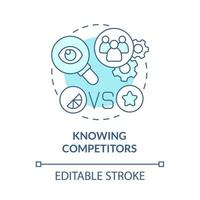 Knowing competitors blue concept icon. Analyze competitive market for efficient promo. Brand planning abstract idea thin line illustration. Vector isolated outline color drawing. Editable stroke