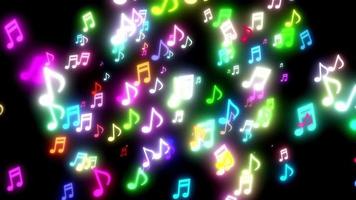 Background video with colorful musical notes