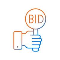 Bidding gradient linear vector icon. Offering highest price to win. Bargaining for item. Auction participants. Thin line color symbol. Modern style pictogram. Vector isolated outline drawing