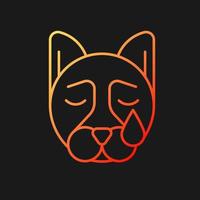 Pet depression gradient vector icon for dark theme. Sad animal. Dog mental health problems. Sadness and low activity. Thin line color symbol. Modern style pictogram. Vector isolated outline drawing