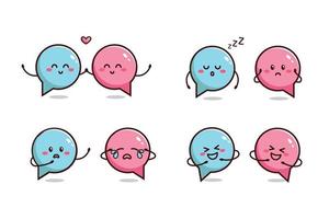 set of cute chat couple character vector