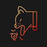 Hairballs gradient vector icon for dark theme. Hair collection formed in stomach. Cat stomach content vomiting. Thin line color symbol. Modern style pictogram. Vector isolated outline drawing