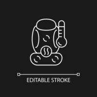 Heated seat with massage function white linear icon for dark theme. Warming up driver, passengers. Thin line customizable illustration. Isolated vector contour symbol for night mode. Editable stroke